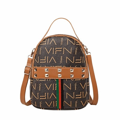 mini backpack crossbody bag for teenage girl revit women shoulder phone purse korean style new trendy female bagpack brown