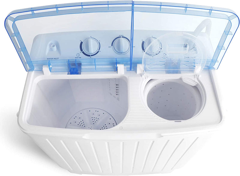 2IN1 Portable Washing Machine 17.6lbs Mini Twin Tub Compact Laundry Washer