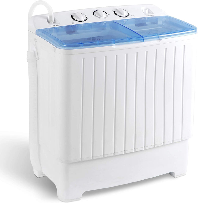2IN1 Portable Washing Machine 17.6lbs Mini Twin Tub Compact Laundry Washer