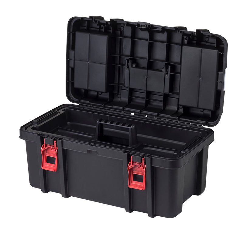 hyper tough 22-inch toolbox, plastic tool and hardware storage, black