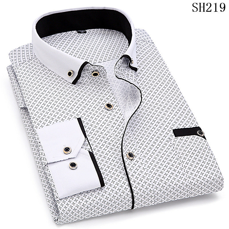 2019 men fashion casual long sleeved printed shirt slim fit