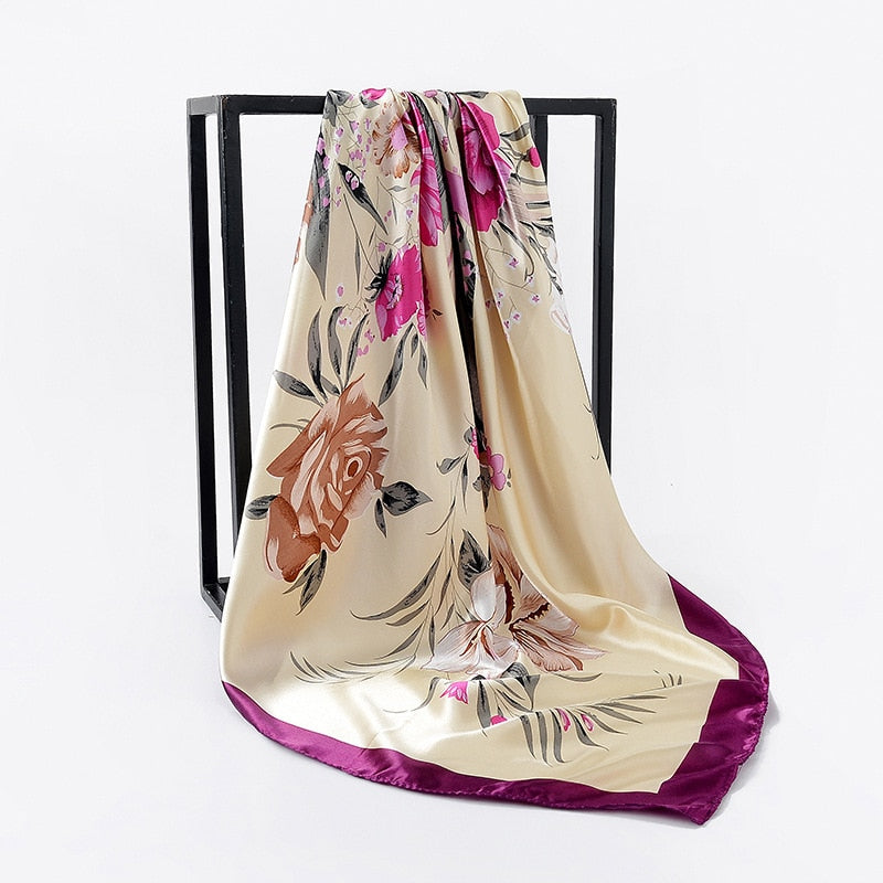 silk scarves women foulard 90*90cm square head hijab scarf