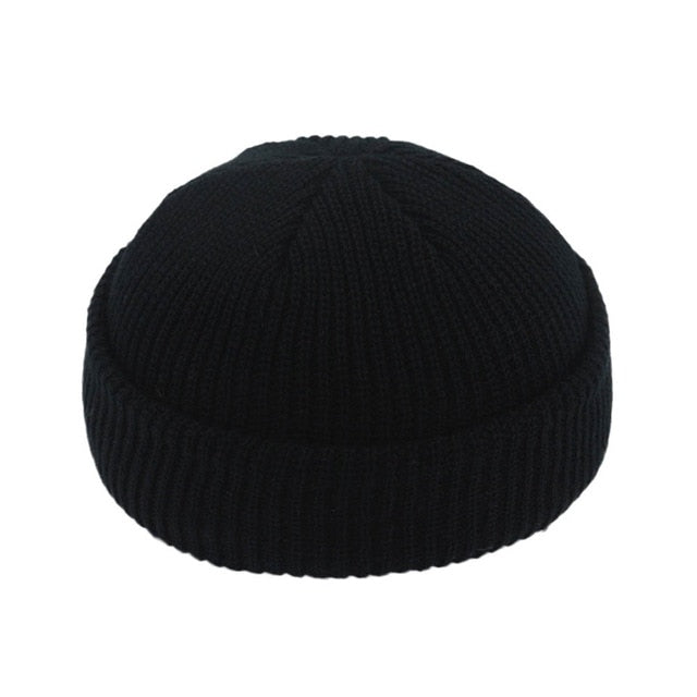 unisex beanies casual short thread hip hop hat adult black / free