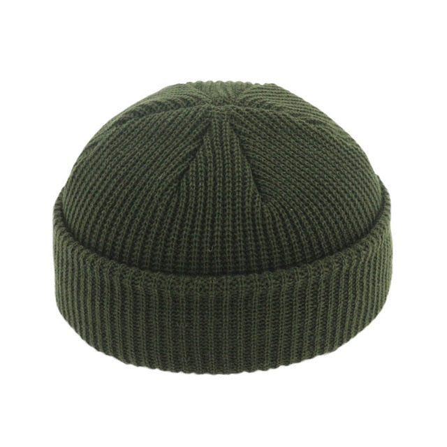 unisex beanies casual short thread hip hop hat adult army green / free