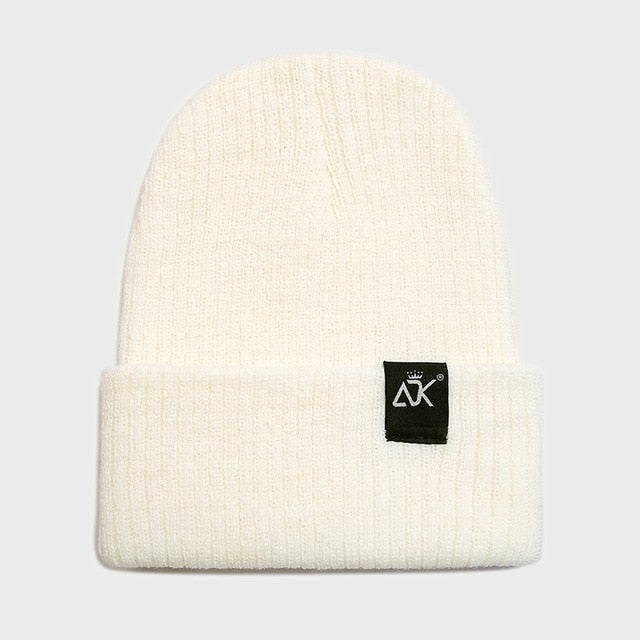 unisex hats winter knitted cap women female beaines autumn breathable men with label hats warm solid casual soft lady beanies white / one size