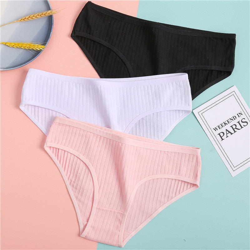 women's underpants soft cotton panties girls solid color briefs