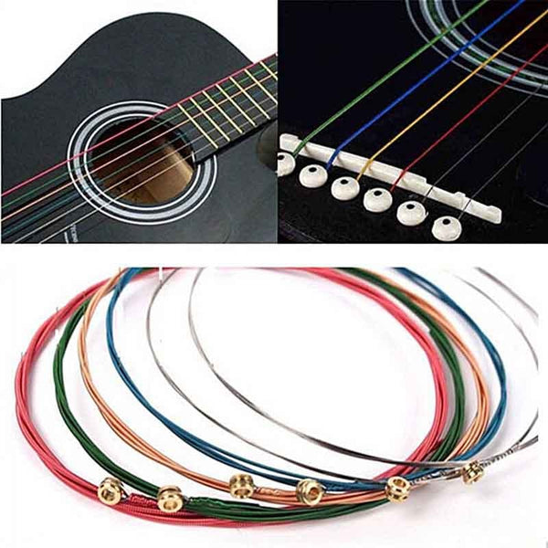 6pcs acoustic guitar strings rainbow colorful guitar strings e-a