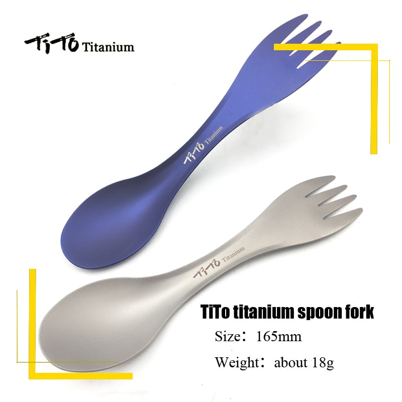 tito outdoor camping picnic titanium spoon tableware titanium alloy fork