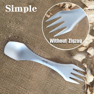 tito outdoor camping picnic titanium spoon tableware titanium alloy fork 2 in 1 ti color