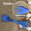 tito outdoor camping picnic titanium spoon tableware titanium alloy fork 2 in 1  blue color