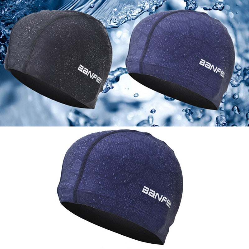 unisex cap high elasticity waterproof fabric protect ears long hair sports swim