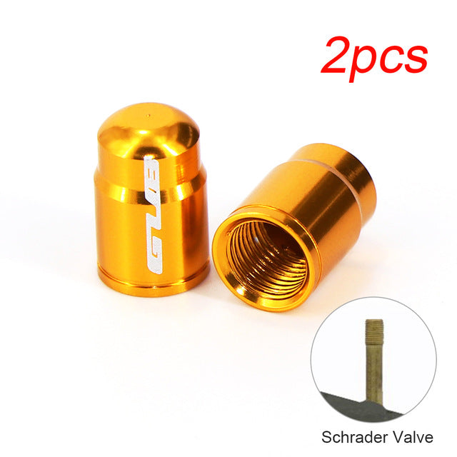 2pcs aluminum bicycle tire valve cap accessories golden for schrader