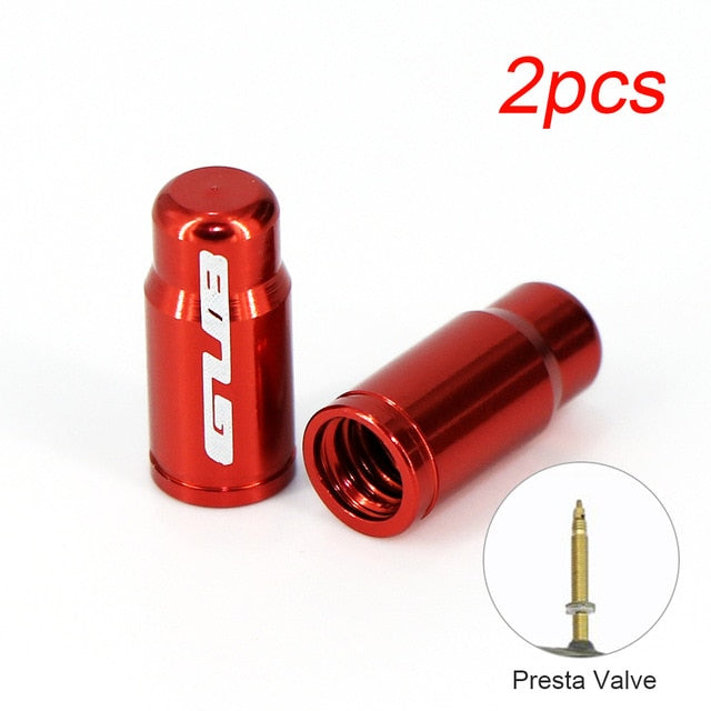 2pcs aluminum bicycle tire valve cap accessories red for presta