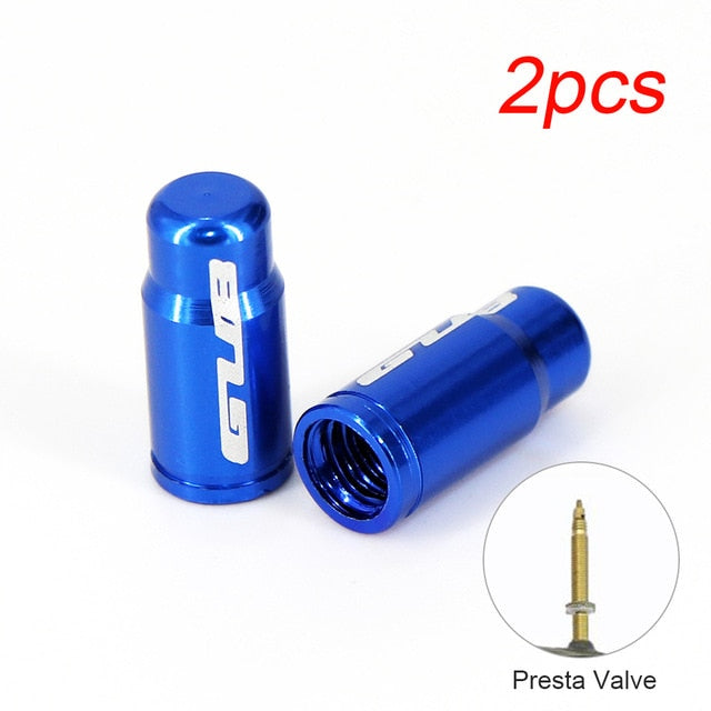 2pcs aluminum bicycle tire valve cap accessories blue for presta
