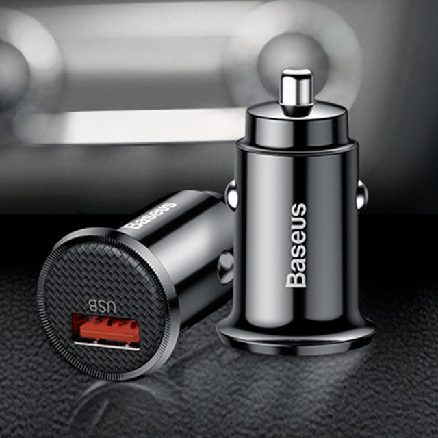 mini usb car charger quick charge 3.0 car phone charger black