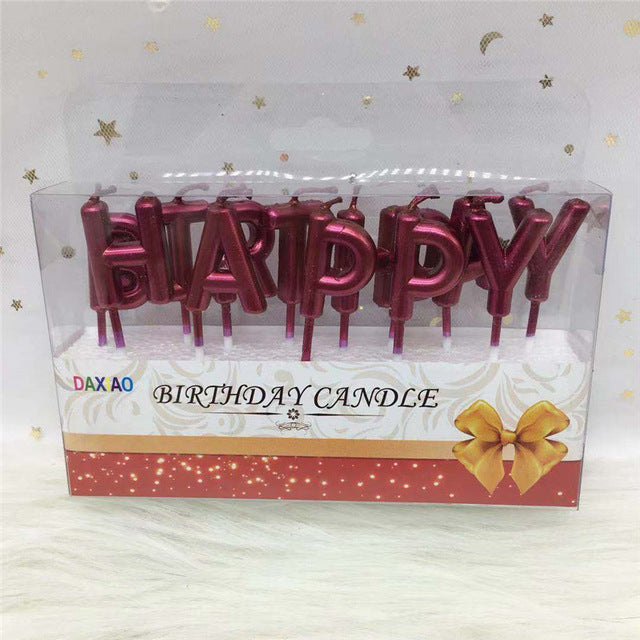 rose gold sliver red happy birthday letter cake birthday party festival supplies happy-red