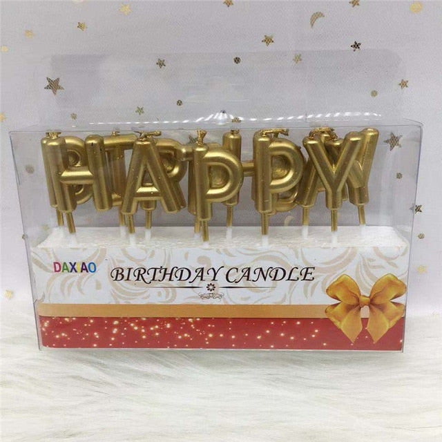 rose gold sliver red happy birthday letter cake birthday party festival supplies happy-gold