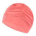 swimming hat women girls long hair bathing cap swimming cap pleated dark pink