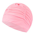 swimming hat women girls long hair bathing cap swimming cap pleated pink