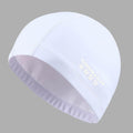 elastic waterproof pu fabric protect ears long hair sports swim pool hat white