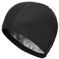 elastic waterproof pu fabric protect ears long hair sports swim pool hat solid black