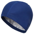 elastic waterproof pu fabric protect ears long hair sports swim pool hat solid navy blue