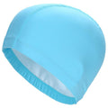 elastic waterproof pu fabric protect ears long hair sports swim pool hat solid sky blue