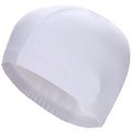 elastic waterproof pu fabric protect ears long hair sports swim pool hat solid white