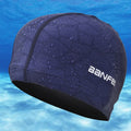 unisex cap high elasticity waterproof fabric protect ears long hair sports swim navy blue / one size