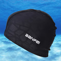 unisex cap high elasticity waterproof fabric protect ears long hair sports swim black / one size