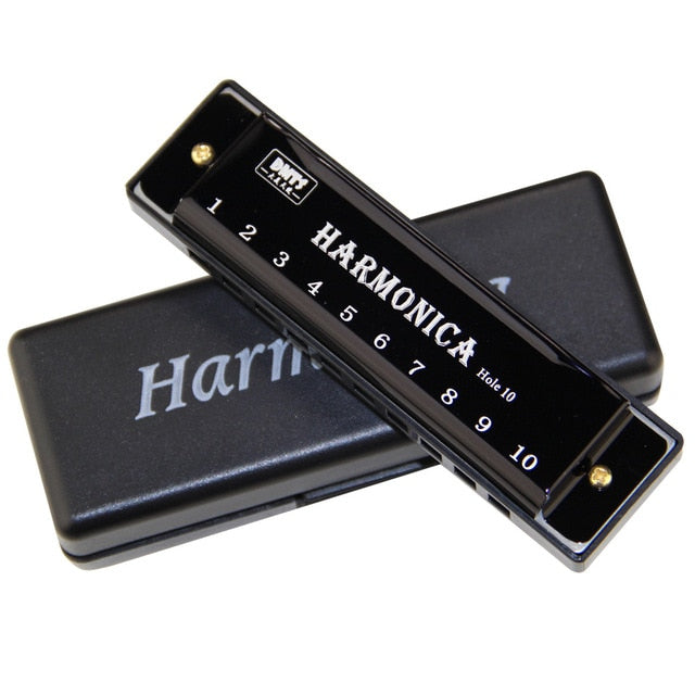 harmonica key of c 10 hole  diatonic harmonica c with case for beginner black