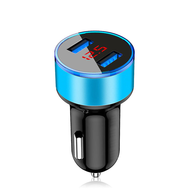 lovebay 3.1a led display dual usb car charger universal mobile phone blue