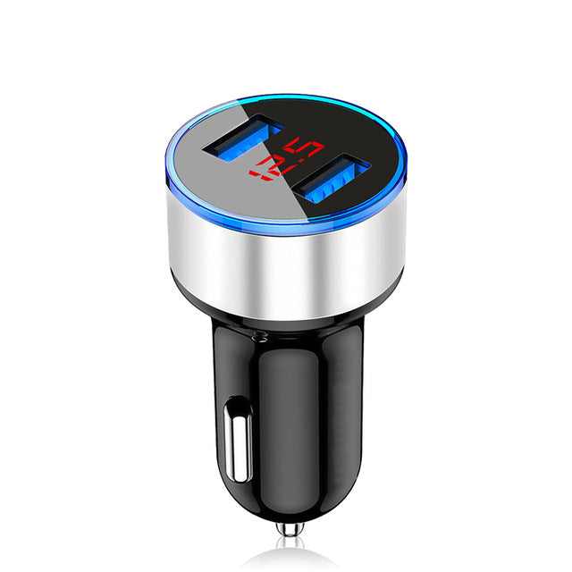 lovebay 3.1a led display dual usb car charger universal mobile phone silver