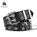 women belt genuine leather new punk style fashion yl black with chain / 105cm