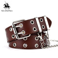 women belt genuine leather new punk style fashion yl coffee with chain / 105cm