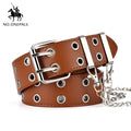 women belt genuine leather new punk style fashion yl brown with chain / 105cm