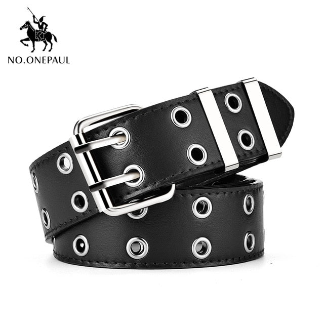women belt genuine leather new punk style fashion wl black / 105cm