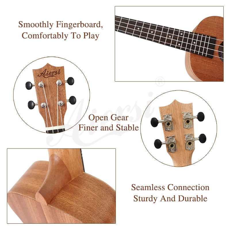 aiersi brand 21 inch ukelele mahogany soprano gecko ukulele