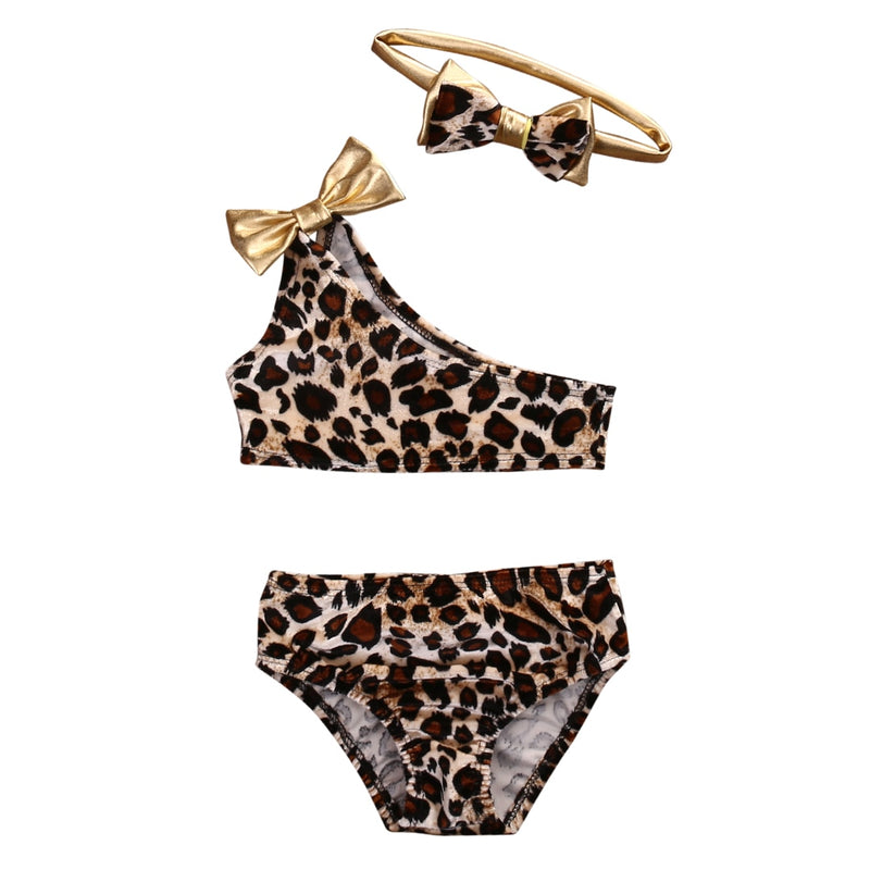 hot kids baby girls 3pcs swimwear leopard