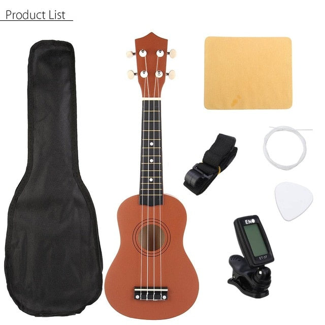 21 inch ukelele soprano 4 strings hawaiian spruce basswood guitar brown / 21 inches