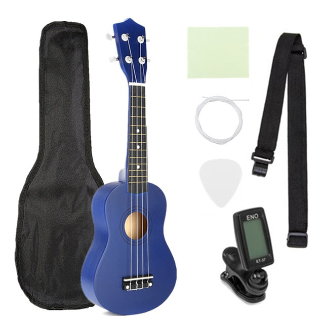 21 inch ukelele soprano 4 strings hawaiian spruce basswood guitar blue / 21 inches