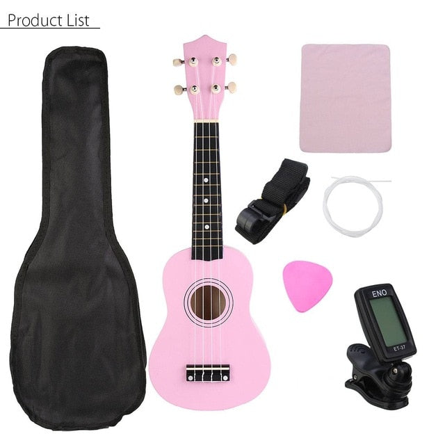 21 inch ukelele soprano 4 strings hawaiian spruce basswood guitar pink / 21 inches