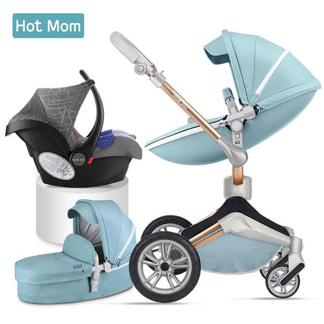 hot mom baby stroller 3 in 1 travel blue car seat