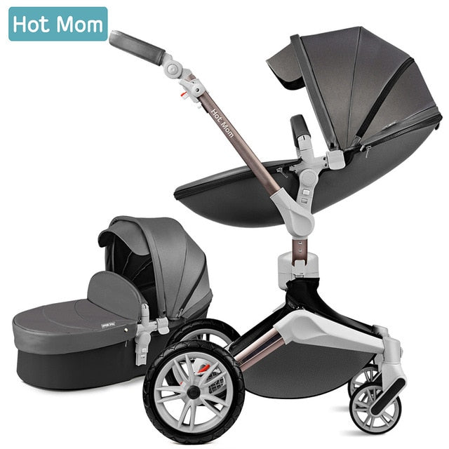 hot mom baby stroller 3 in 1 travel dark grey