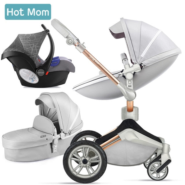 hot mom baby stroller 3 in 1 travel grey car seat