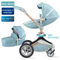 hot mom baby stroller 3 in 1 travel blue