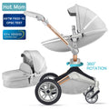 hot mom baby stroller 3 in 1 travel grey