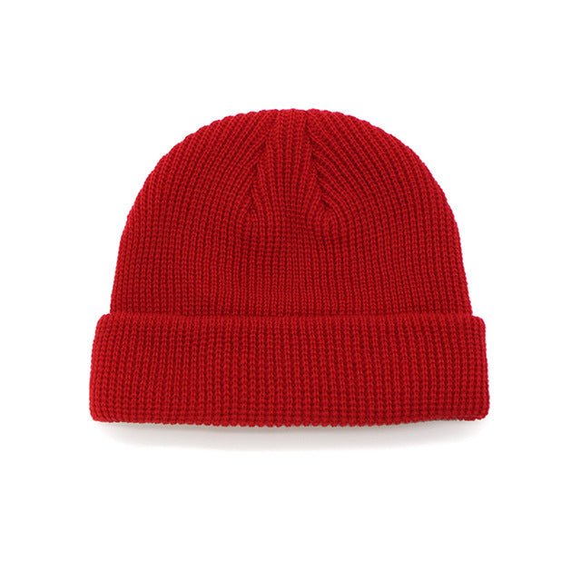 men knitted hat beanie skullcap sailor cap cuff beanie red