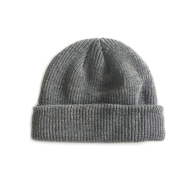 men knitted hat beanie skullcap sailor cap cuff beanie dark grey