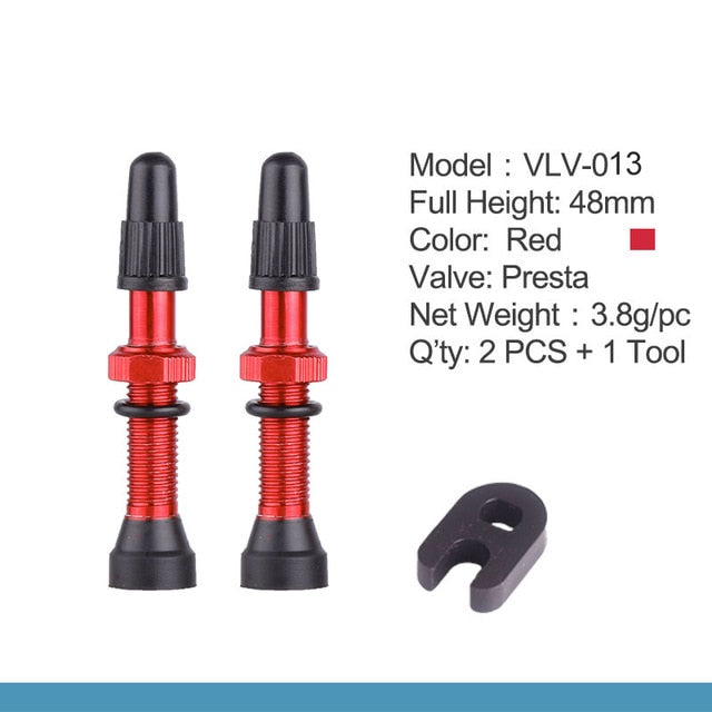 bicycle 1pair presta valve for road mtb bicycle tubeless tires brass 48mm red 1 pair